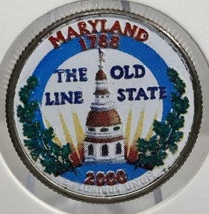2000-D Maryland State Quarter Colorized Old Line State Dome Design - Picture 1 of 2