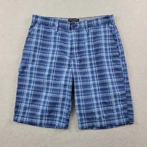 Banana Republic Emerson Herrenshorts 31 blau kariert Baumwolle vorne flach lässig Chino - Bild 1 von 15