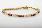 5Ct Round Lab Created Pink Ruby Women's Tennis Bracelet 14K Yellow Gold Plated