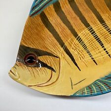 Hand Painted FISH PLATE + 3D Clear Eye VTG 90s Vibrant Nautical Colors Plastic