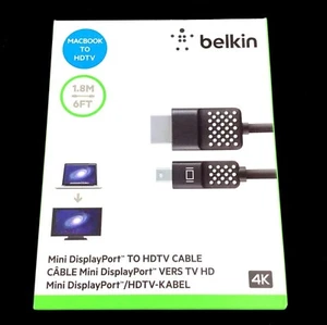 BELKIN Mini Display Port to HDMI 6' Cable MacBook To HDTV 4K 6ft 1.8m - Picture 1 of 2