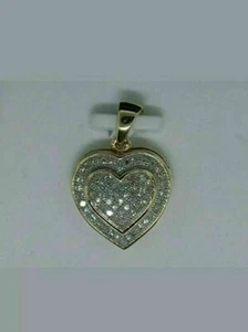 0.75 Ct Diamond Double Heart Love Shape Pendant Necklace 14k Yellow Gold Over - Picture 1 of 5