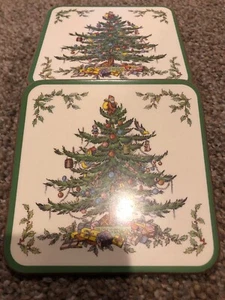 8 Posavasos Spode "Árbol de Navidad" 4 1/8" Hechos en Inglaterra De Colección - Imagen 1 de 5