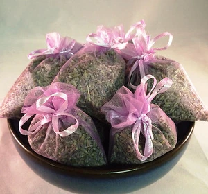 Set of 11 Lavender Sachets made with Orchid Organza Bags - Picture 1 of 3