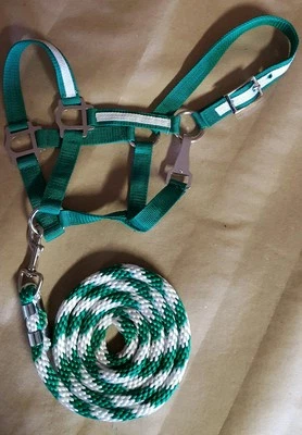 Nuevo Halter Nylon Grande Pony Verde con Superposición Blanca Foto 1 de 2