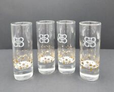 Set of 4 Bailey's Irish Cream 4" Tall Shot Glasses Gold Confetti Dots "BB" 2 Oz