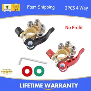2PCS 4 Way Car Battery Terminal Clamp Connectors Quick Release Disconnect Tool - Picture 1 of 14
