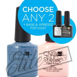 CND SHELLAC - 7.3ml - Any 2 Colours + Base + XPRESS5 Top + FREE CND SolarOil - Picture 1 of 1