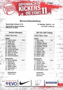 Line up     17/18     RL    Kickers Offenbach - SSV Ulm 1846 - Foto 1 di 1