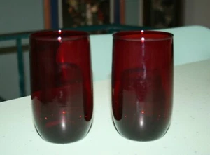 Vasos planos Anchor Hocking Royal Ruby Red 4 1/4" Roly Poly 9 oz - 2 - Imagen 1 de 3