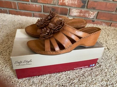 Sandalias Hush Puppies Mujer Cuero Tostado 7.5 Medianas 2.5 Pulgadas Sin Cordones Nuevas. Foto 1 de 2