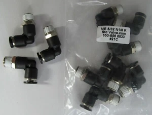 10-PACK STC ME 5/32 N 1/8 K NPT MALE ELBOW PUSH-IN FITTINGS PNEUMATIC AIR LINE - Picture 1 of 2