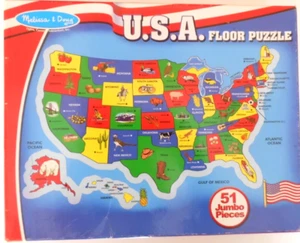 Melissa and Doug USA Puzzle da Pavimento 51 Pezzi Jumbo 50 Stati 2x3 Piedi - Foto 1 di 3