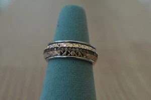 0.50ct Natural Champagne Diamond Spinner Band Ring 14K RG over Fine Silver Sz 7 - Picture 1 of 6