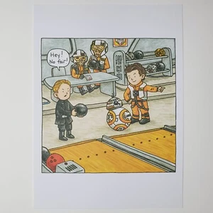 Rey and Pals Postcard Star Wars Disney BB8 General Hux Poe Dameron Jeffrey Brown - Picture 1 of 2