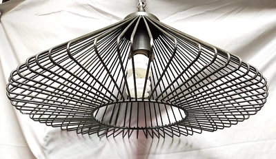 MCM Open Wire Work Flying Saucer Electric Pendant Light Fixture Plugs In - Image 1 of 4