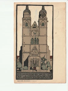 MAGDEBURG...,St. Johanniskirche, Vorderans. m. Eingang, gemalt...col AK kl 1908 - Picture 1 of 2