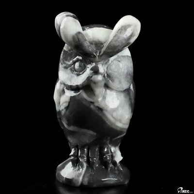 2.5" Sea Shell Marble Hand Carved Crystal Owl Sculpture, Crystal Healing - Image 1 of 4