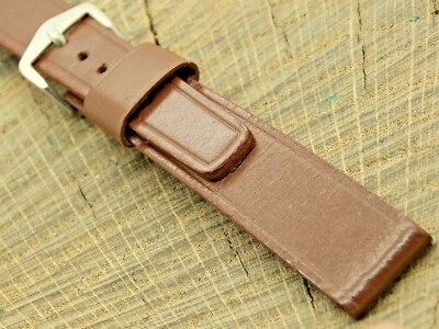 Vintage NOS Unused Bulova Watch Band Brown Leather with Silver Tone Buckle 16mm - Image 1 of 4