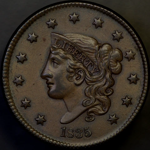 1835 Head of 36 CORONET HEAD LARGE CENT-LOT AA 1829 Cover