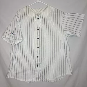 Vintage 80s Majestic White Blue Blank Pinstripe Jersey Size XL Made In USA - Picture 1 of 8