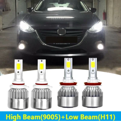 4pcs LED Headlight Hi/ Low Beam Bulb Combo Kit for Mazda CX-9 2007-2015 White - Image 1 of 4