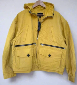 Banana Republic Hooded Oversized Jacket Mens Large Yellow Fishing Pockets - Picture 1 of 12