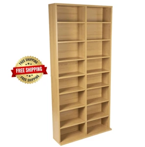 Media Storage Cabinet 16 Shelf DVD CD Video Rack Unit Office Home Movie Cabinet - Picture 1 of 7