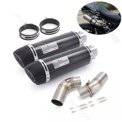 For Ducati Monster 696 795 796 1100 Slip On Carbon Muffler Exhaust Mid Pipe - Image 1 of 4