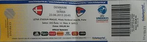 TICKET 23.6.2015 UEFA SUB21 Dinamarca - Serbia Partido 9 - Imagen 1 de 1