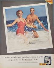 1962 Kodak Kodacolor Film Couple Running In Shallow Water Vintage Print Ad