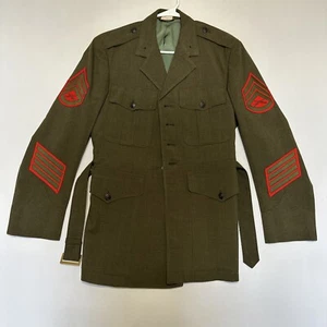 US Marine Corps Men's Enlisted Green Alpha Gabardine Service Uniform Coat Sz 39S - Picture 1 of 11