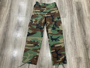 Army BDU Pants Mens Small 27-31 Waist Regular Cargo Woodland Camo 32" Button Fly - Picture 1 of 10