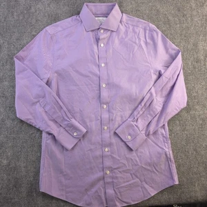 Charles Tyrwhitt Dress Shirt 15.5 32 Slim Fit Purple Solid Non Iron Cotton - Picture 1 of 7