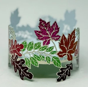BATH & BODY WORKS COLORFUL LEAVES PEDESTAL LARGE 3 WICK CANDLE HOLDER SLEEVE - Picture 1 of 4