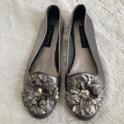 Brighton Carly zapatos planos de ballet de cuero gris plata sin cordones talla 6,5 Foto 1 de 4