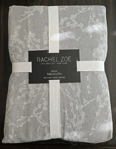 Rachel Zoe Winter Berries Oblong Tablecloth 60" X 144" Light Gray White Shimmery - Picture 1 of 7