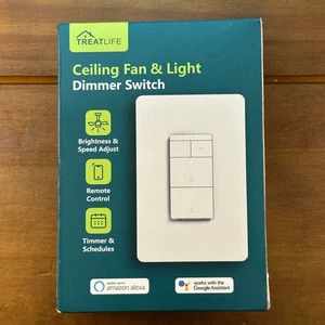 Open BoxTreatlife Ventilatore da Soffitto Luce Dimmer Interruttore Intelligente Bianco DS03 - Foto 1 di 5