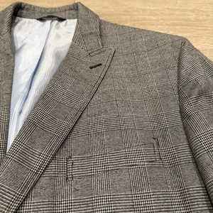 Banana Republic Blazer Herren 44R Tailored Fit grau kariert Hahnentritt schwere Baumwolle - Bild 1 von 16