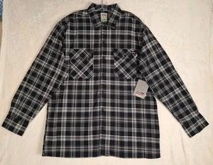 Dickies Long Sleeve Workwear Shirt NWT Mens L Black Plaid NOS Relaxed Logo - Picture 1 of 12