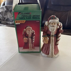 Babbo Natale Flambro porcellana vintage suona musicale ti auguriamo buon Natale - Foto 1 di 13