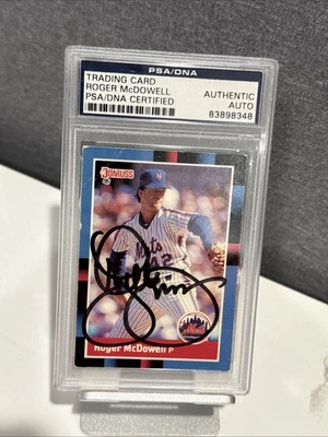 ROGER MCDOWELL 1988 DONRUSS AUTOGRAPHED SIGNED AUTO BASEBALL CARD METS PSA - Image 1 of 4