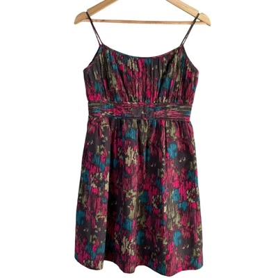 Halogen Sz 2 Silk Blend Babydoll Dress with Pockets in Colorful Abstract Print - Image 1 of 4