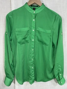 Lauren Ralph Lauren Bluse Damen S Small grün Button Down Hemd Taschen seidig - Bild 1 von 6
