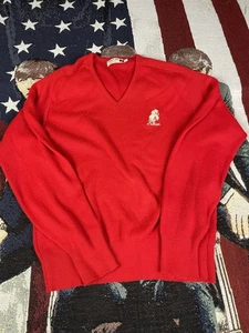 VTG 70s Logo 7 University Of ALABAMA Crimson Tide V-Neck Red Sweater Men’s Sz L - Picture 1 of 6