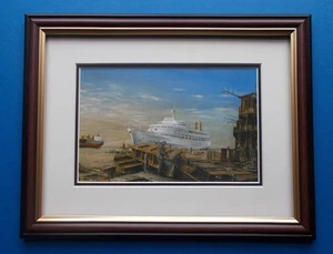 FRAMED SHIPPING PRINT  CANBERRA ARRIVES AT THE BREAKERS - Picture 1 of 1