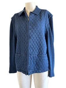 Blast women’s L 90s blue quilted zip up coat quilted diamond patch 100% cotton s - Picture 1 of 4