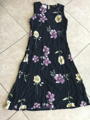Donna Ricco Women’s Black Floral Flare Dress Sleeveless Size 6 - Image 1 of 4