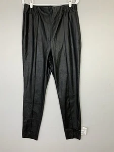 New Asos Design Curve Sz 12 Black Faux Leather High Rise Tapered Pull On Pants - Picture 1 of 9