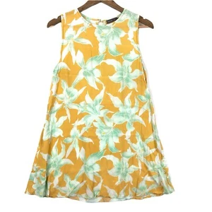 Mister Zimi Floral Sleeveless Shift Mini Dress Crew Neck Tropical Yellow Size 12 - Picture 1 of 8